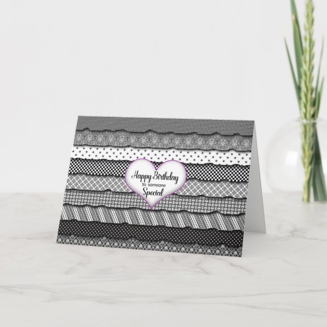 Carte Anniversaire Quelqu'un spécial - Coeur et rouffles (Devant)