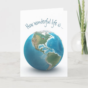 Carte Anniversaire Red Heart On Planet Earth Card