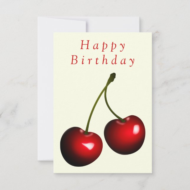Carte Anniversaire Red Sweet Cherry - Votre nom (Devant)