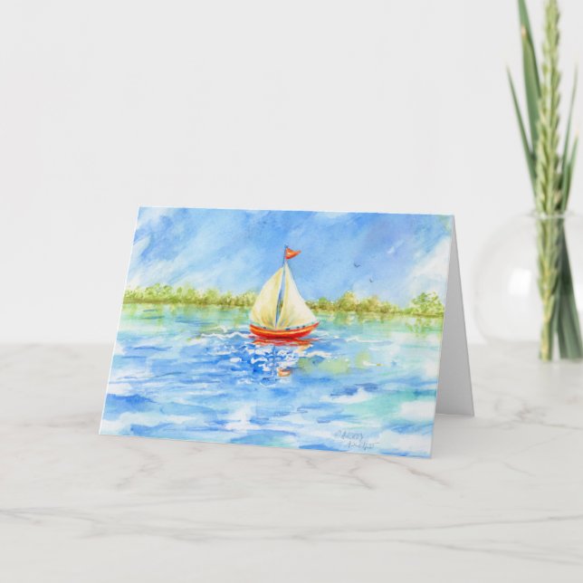 Carte Anniversaire Réflexions bateau à voile Relax Enjoy (Devant)