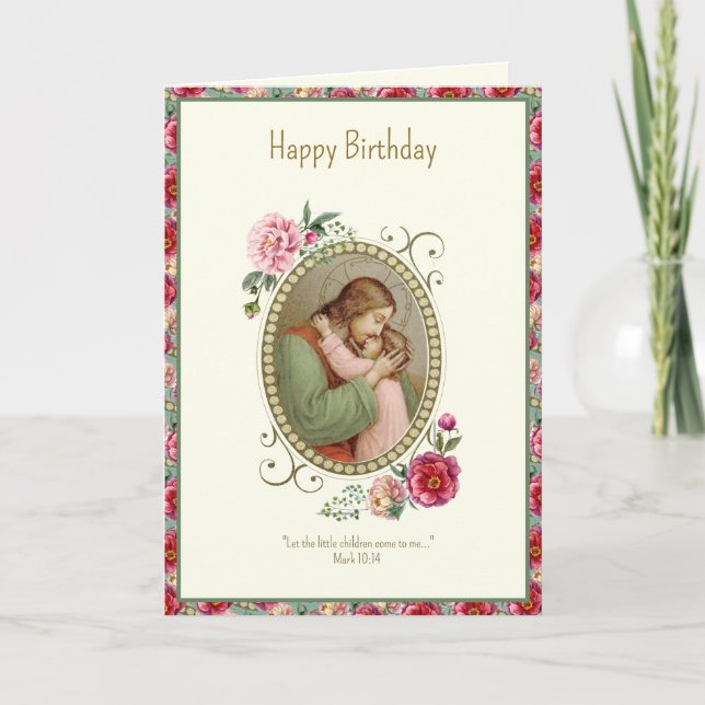 Carte Anniversaire religieux de l'enfant Jésus Écriture (Devant)