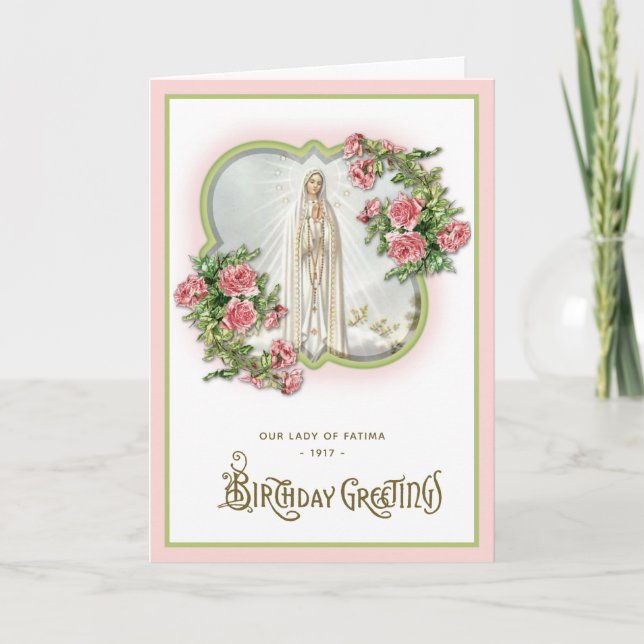 Carte Anniversaire Religieux Notre Dame de Fatima Vierge (Devant)