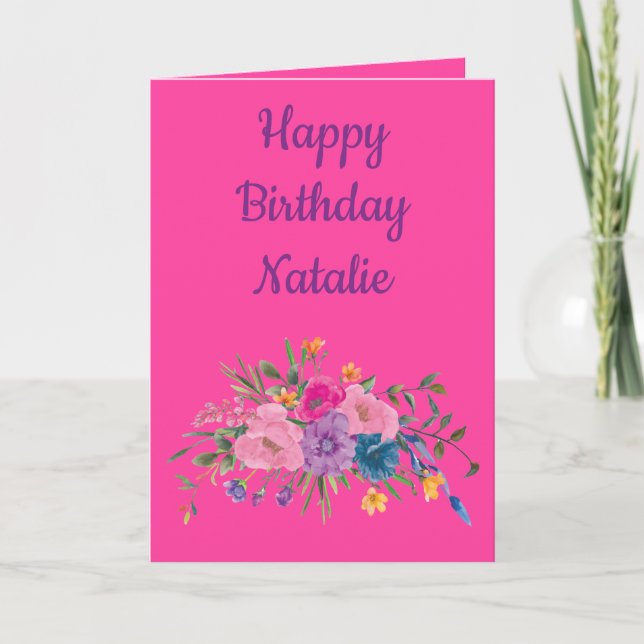 Carte Anniversaire religieux pour sa florale aquarelle (Devant)