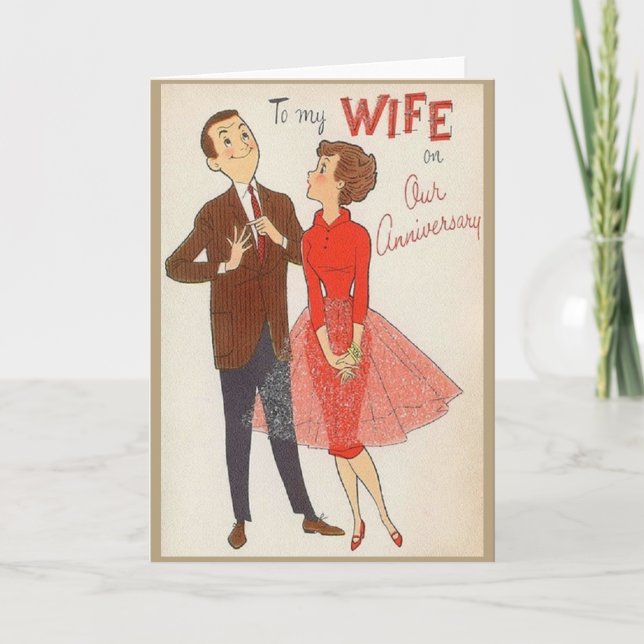 Carte Anniversaire Rétro À La Femme (Devant)
