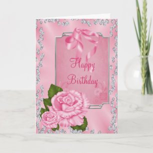 Carte Anniversaire romantique des roses roses et bow