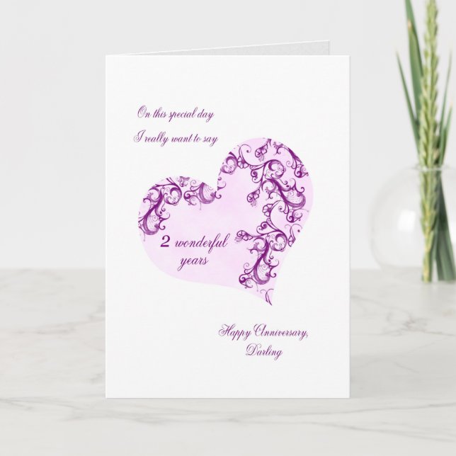 Carte Anniversaire romantique du 2e Mariage (Devant)
