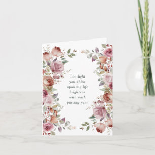 Carte Anniversaire romantique du Mariage floral Mauve