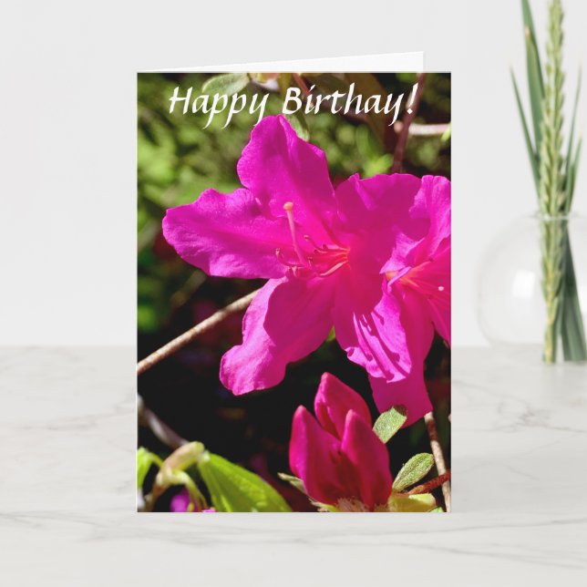 Carte Anniversaire Rose Azalea (Devant)
