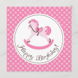 Carte Anniversaire rose de cheval de basculage