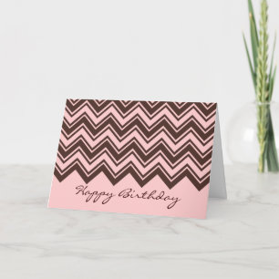 Carte Anniversaire rose et brun chocolat de motif de