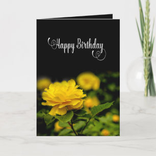 Carte Anniversaire, Rose jaune dans le jardin