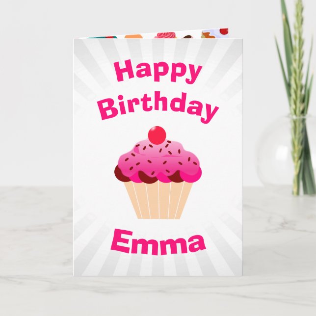 Carte Anniversaire rose lumineux de photo de petit (Devant)