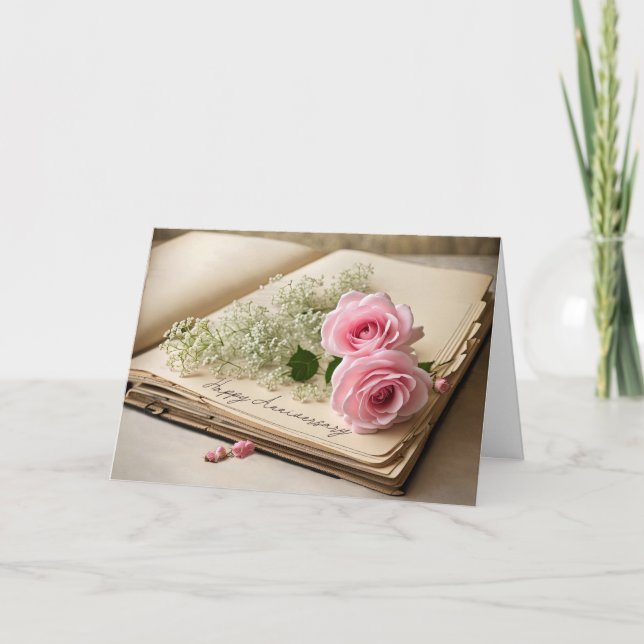 Carte Anniversaire Roses Roses Roses Roses Sur Ancien Sc (Devant)