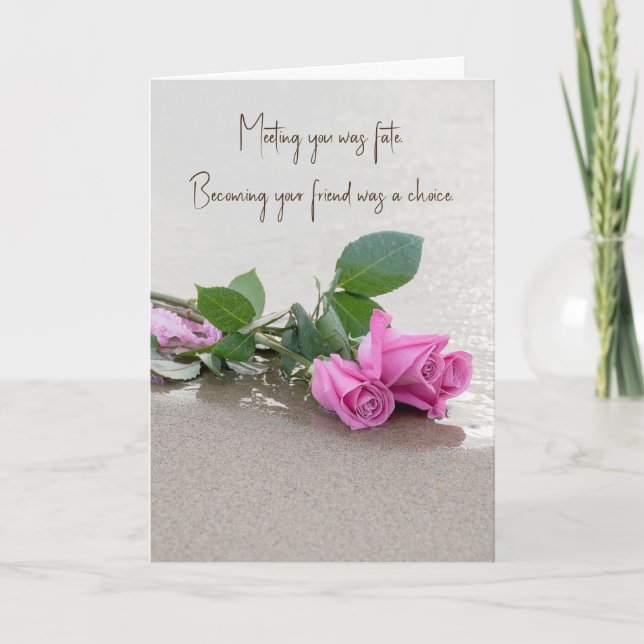 Carte Anniversaire Roses Roses Roses Sur Sable (Devant)