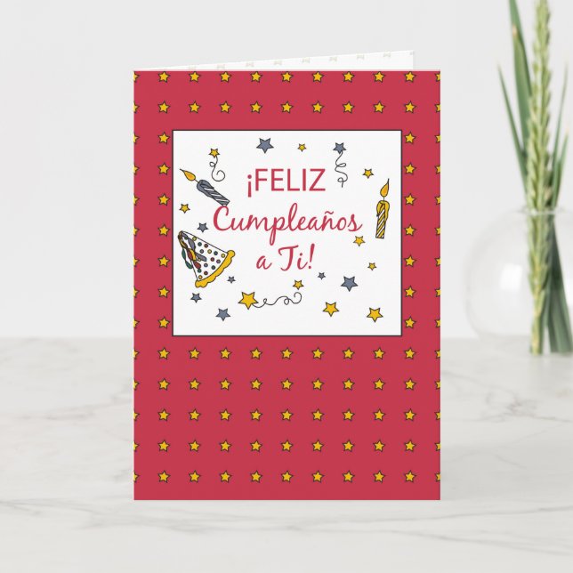 Carte Anniversaire rouge, espagnol (Devant)
