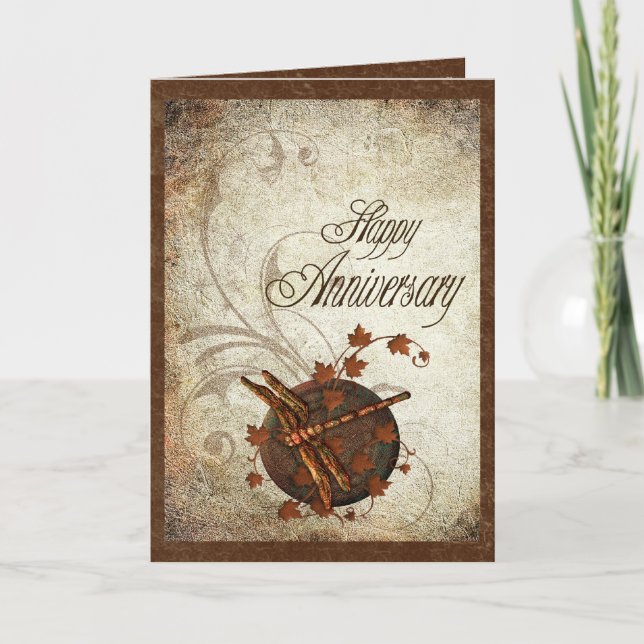Carte Anniversaire rouillé de libellule (Devant)