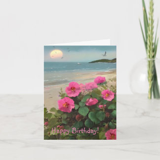 Carte Anniversaire sauvage de la plage Rose