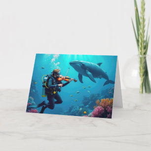 Carte Anniversaire Scuba Diver Jouer un violon