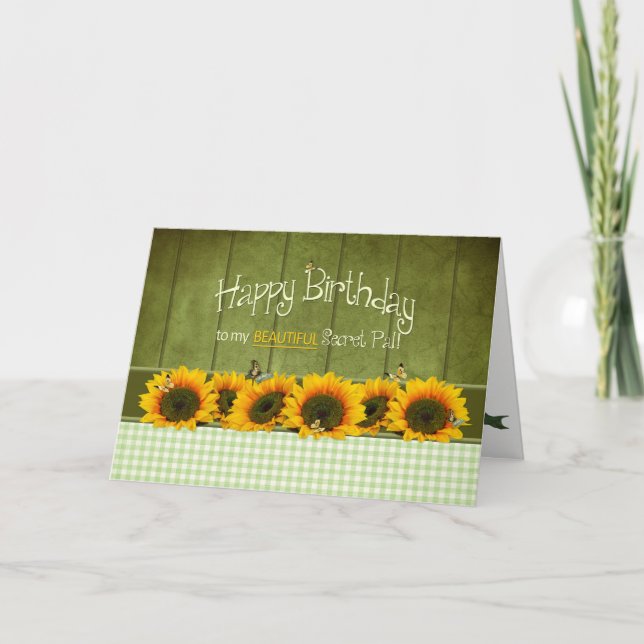 Carte Anniversaire - Secret Pal - Fleurs de soleil et pa (Devant)