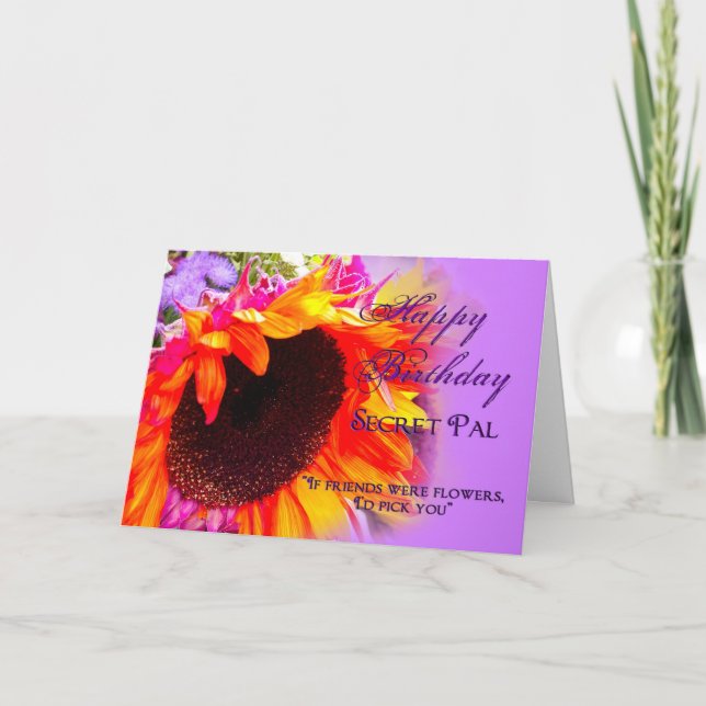 Carte Anniversaire - Secret Pal - Tournesols (Devant)