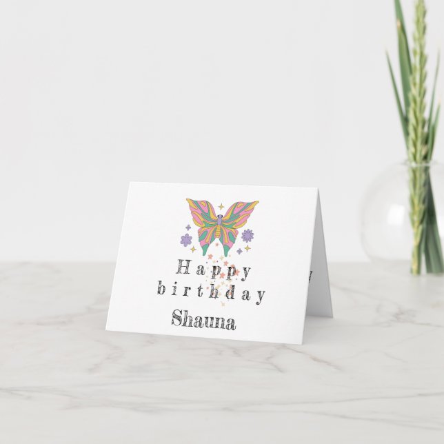 Carte Anniversaire simple et personnalisé de papillon mi (Devant)