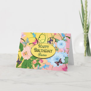 CARTE ANNIVERSAIRE - SOEUR - BOUTEILLES/FLEURS
