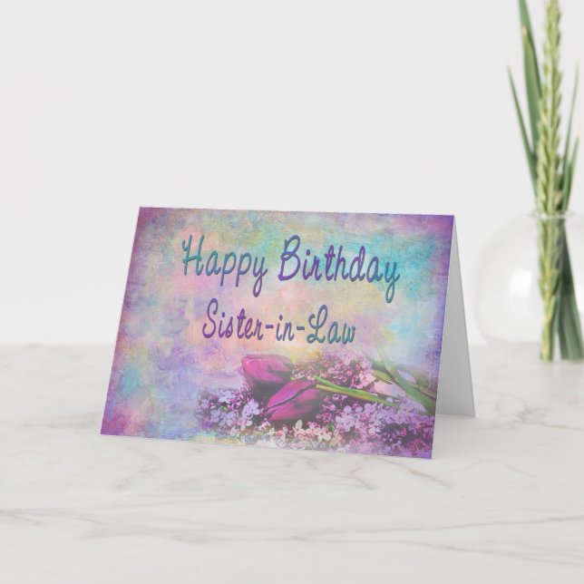 Carte Anniversaire - Soeur en Droit - Élégance Florale (Devant)