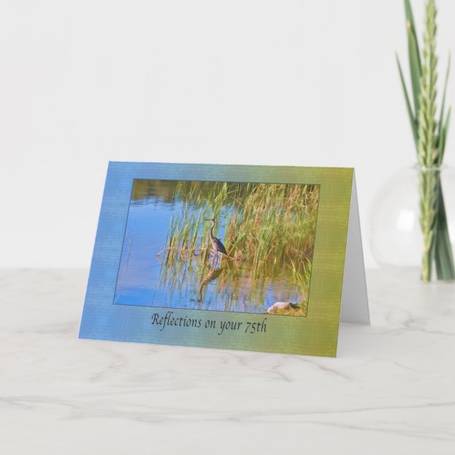 Carte Anniversaire, soixante-quinzième, héron de (Devant)