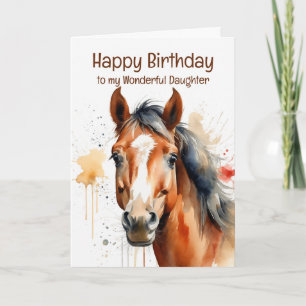 Carte Anniversaire Spécial Fille Cheval Aquarelle Art