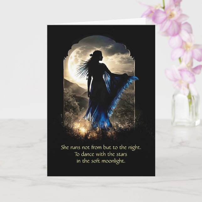 Carte Anniversaire Spirituelle Métaphysique Lune avec Bo (Orchidée)
