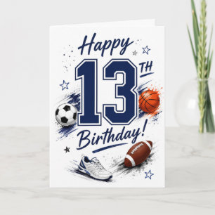 Carte Anniversaire Sportif 13ème Garçon