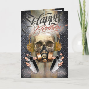 Carte anniversaire steampunk\graffiti crâne