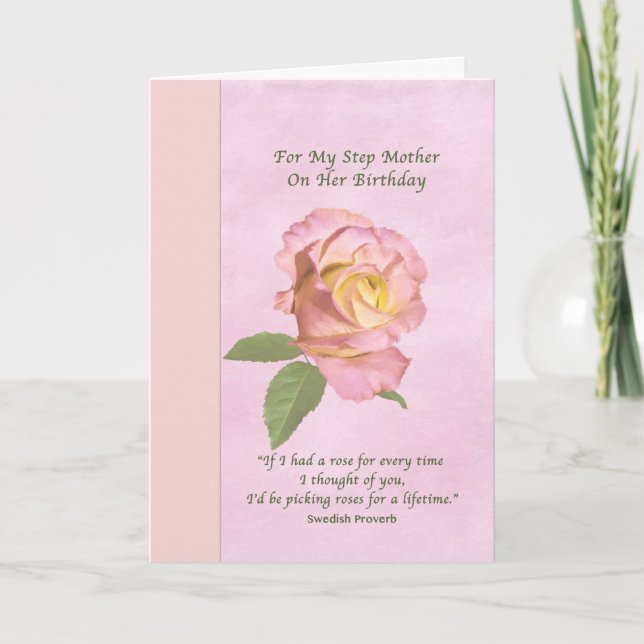 Carte Anniversaire, Step Mother, Rose de la paix (Devant)
