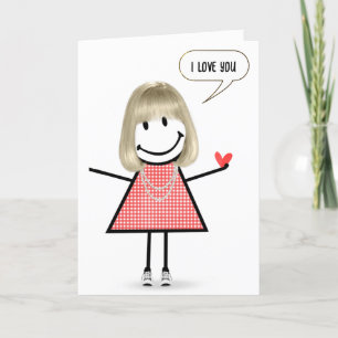 Carte Anniversaire Stick Figure Girl avec bulle vocale