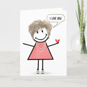 Carte Anniversaire Stick Figure Girl avec bulle vocale