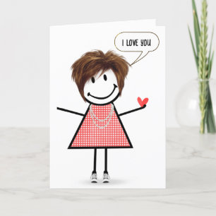 Carte Anniversaire Stick Figure Girl avec bulle vocale