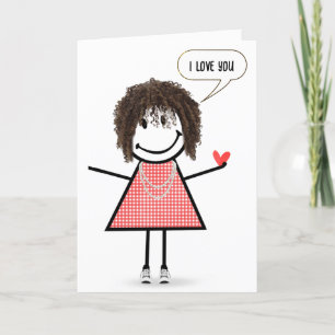 Carte Anniversaire Stick Figure Girl avec bulle vocale