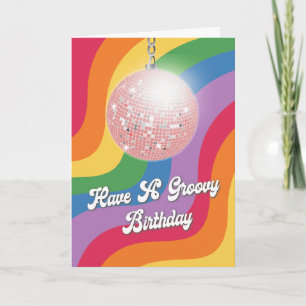 Carte Anniversaire super Disco Ball Wavy Retro Anniversa