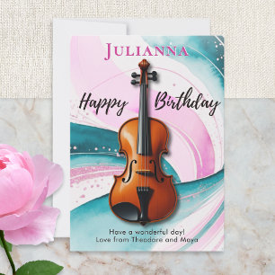Carte Anniversaire sur le thème musical avec tourbillons