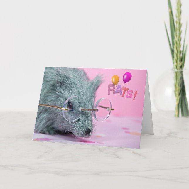 Carte anniversaire tardif avec rat gris (Devant)