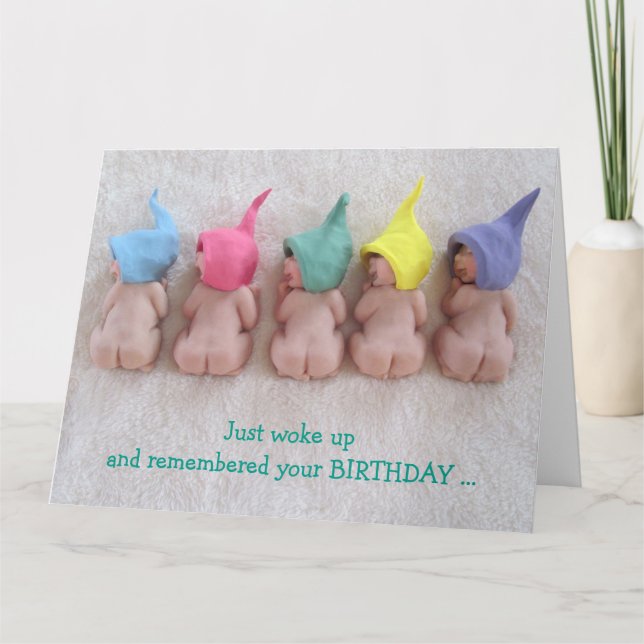 Carte Anniversaire tardif : S'est juste réveillé, des (Devant)