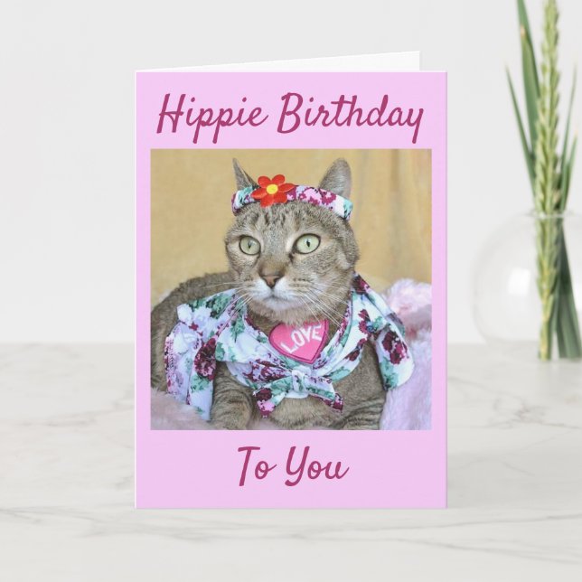 Carte Anniversaire tigré d'anniversaire hippie ou tous (Devant)