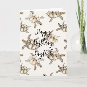 Carte Anniversaire Tortues Marines Océan Côte Plage
