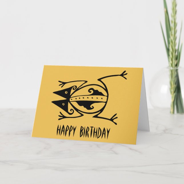 Carte Anniversaire tribal animal d'art de pétroglyphe (Devant)