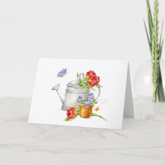 Carte Anniversaire Tulip Watering Can Souhaite Bénédicti (Devant)