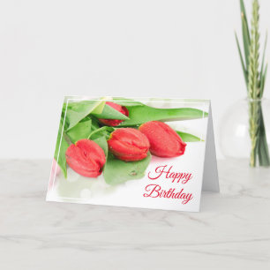 Carte Anniversaire - Tulipes Rouges