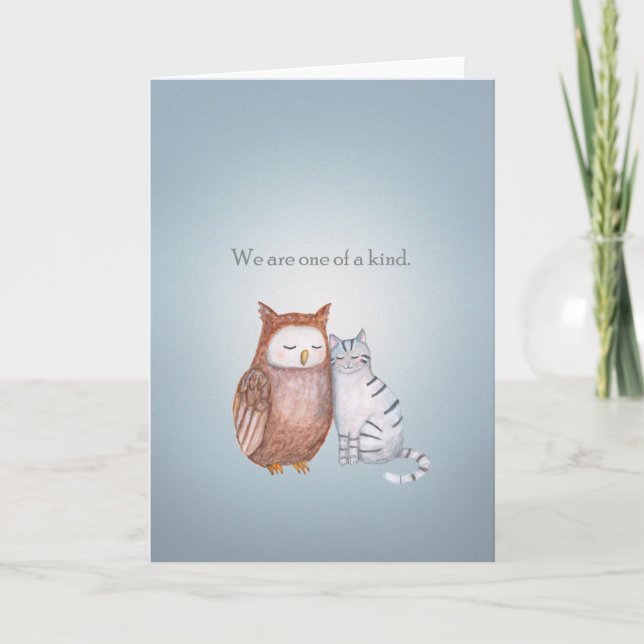 Carte Anniversaire unique des couples Je t'aime Chat et  (Devant)