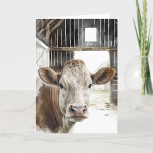 Carte Anniversaire Vache Hereford Dans Une Grange