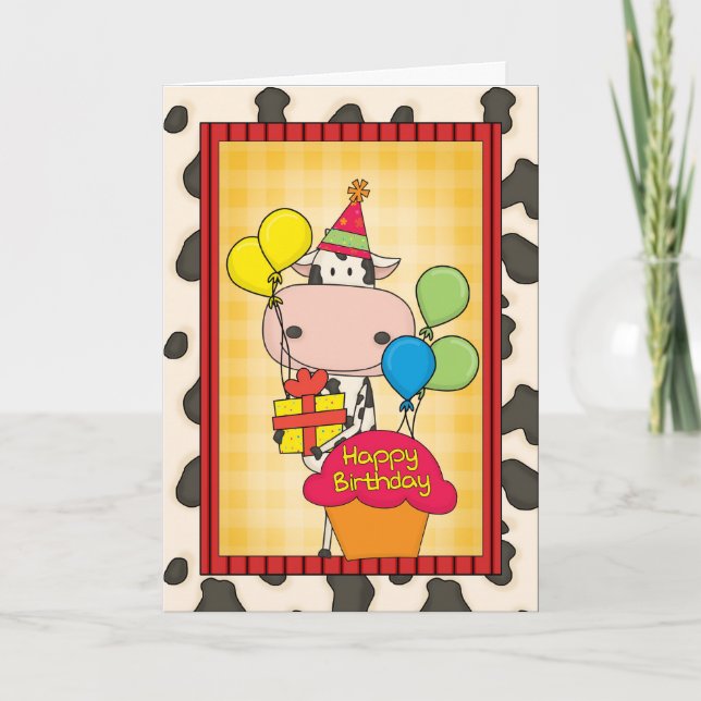 Carte Anniversaire Vache laitière (Devant)