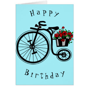 Carte Anniversaire Vélo Fleurs romantiques - Amour